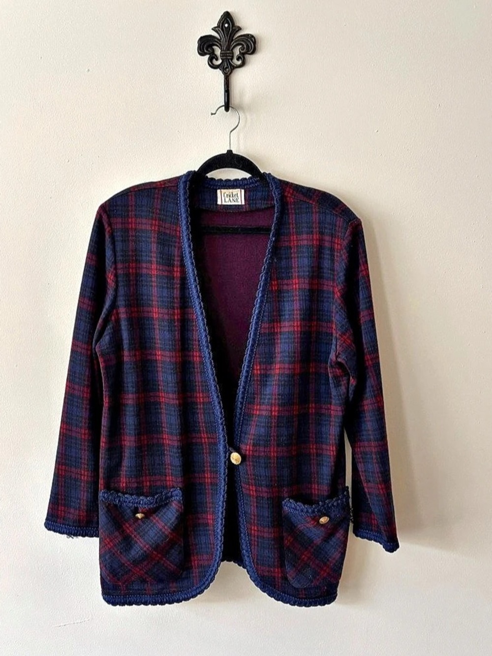 Cricket Lane Plaid Blazer in Blue & Red Like New - Picture 2 of 6